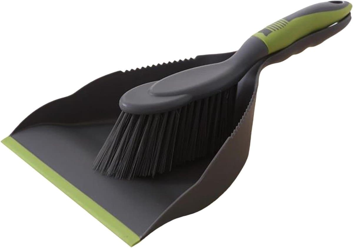 Bezem met stofpan - Reinigingsset - Kleine ruimtes reinigen - Ergonomisch ontwerp - Compact formaat - Enkele kleur — afbeelding 1