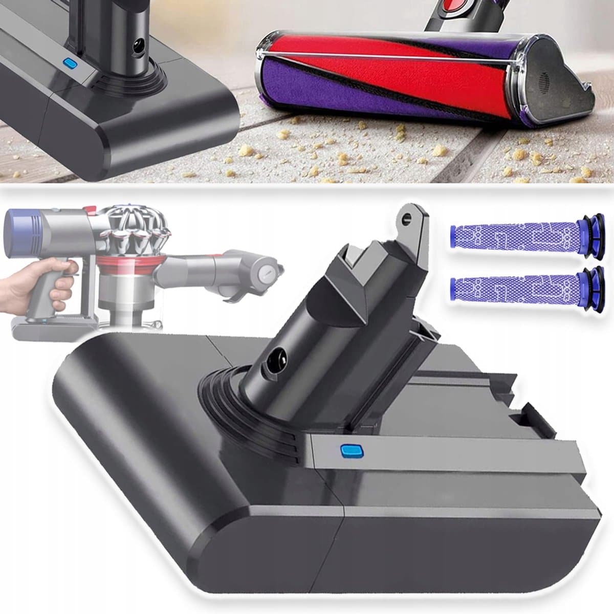 Vervangende Accu Voor Handstofzuiger, Compatibel Met Dyson V6 DC58 DC59 DC61 DC62 DC72 DC74 SV03 SV05 SV06 SV07 SV09 595 650 770 880 - 21,6v Accu's Voor Draadloze Stofzuigers — afbeelding 1