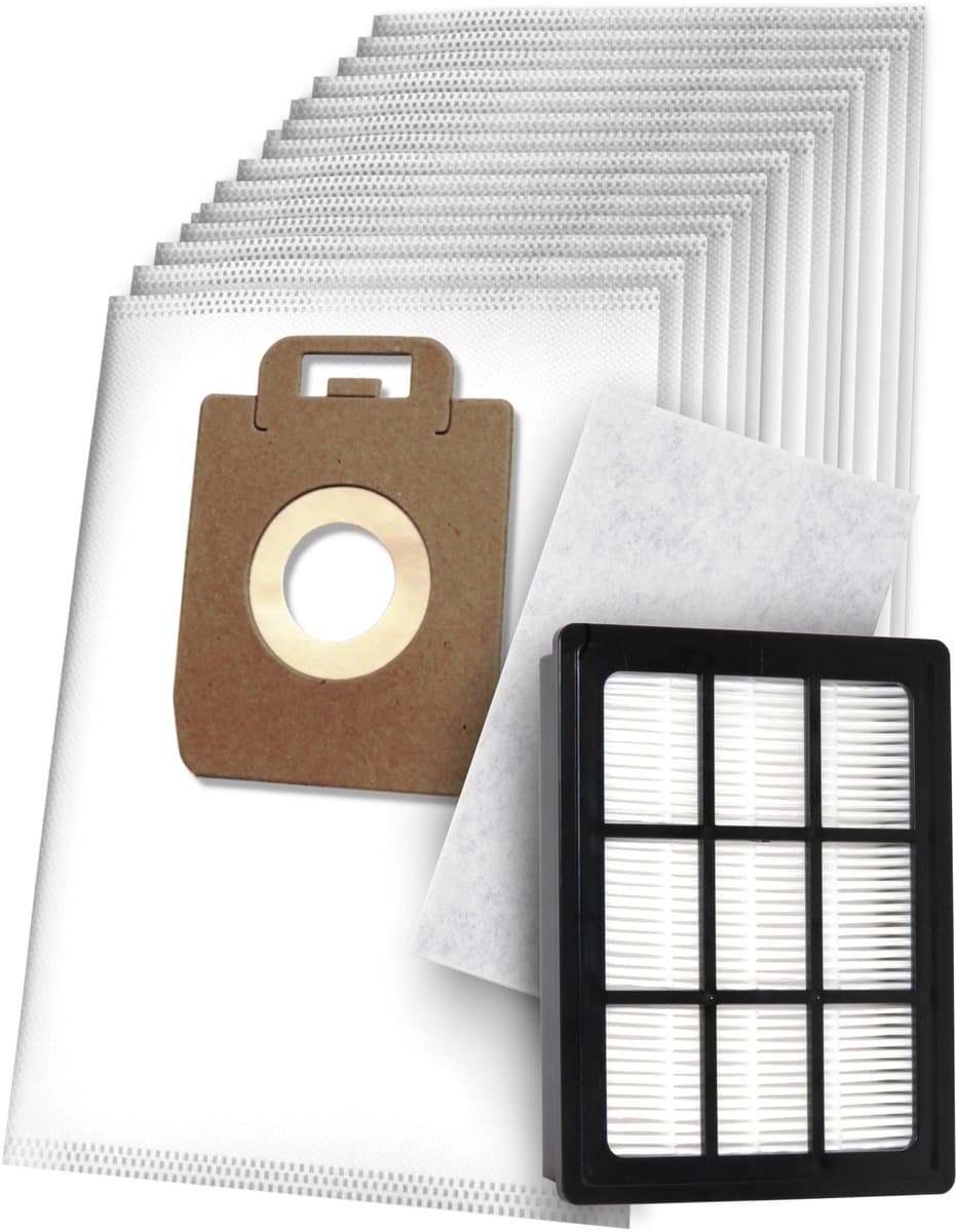 20x Dparts stofzuigerzakken en 1 HEPA filter geschikt voor Select / Power / Elite series - met motorfilter - stofzuiger type Classic Special Superior Eco Performance Comfort Allergy P10 P20 P40 - starter kit - 128389187 - 1471250500 — afbeelding 1