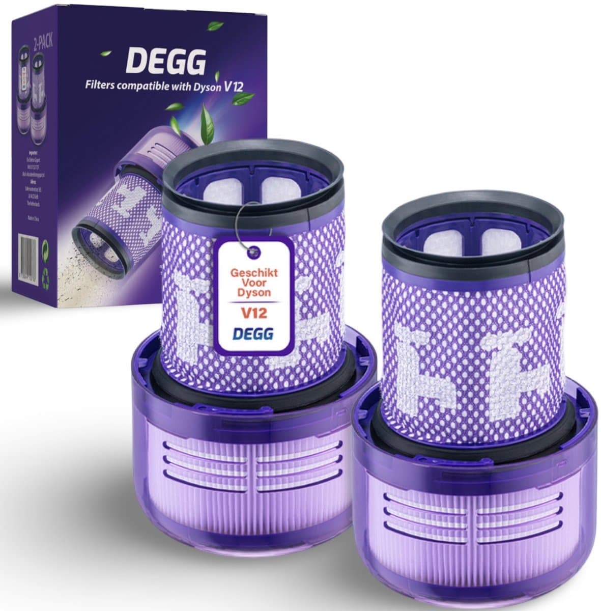 DEGG® - Hepa Filter Geschikt voor Dyson V12 Detect Slim - Wasbaar - Vervangt Dyson Filter V12 - Filter Steelstofzuiger - Onderdelen - Duurzaam - Premium Kwaliteit - 2 STUK(S) - CONTROLEER UW MODEL ! — afbeelding 1