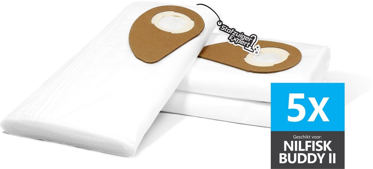 5x Stofzuigerzakken geschikt voor Nilfisk Buddy II, Buddy 2, Buddy II 12 en Buddy II 18 INOX - Stofzuigerzak van Professioneel Microfiber Kwaliteit - Zakken van stevig materiaal met verbeterde prestaties - — afbeelding 1