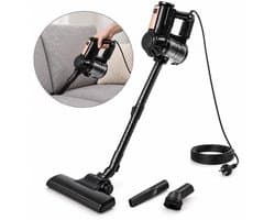 Cheqo® Steelstofzuiger met Snoer - 3-in-1 Handstofzuiger en Stofzuiger zonder Zak - Kruimeldief - Cycloonstofzuiger met HEPA Filter - Telescopische Steel - Stofzuiger met Draad voor Huisdieren - Zakloze Stofzuiger voor Auto - Vloerborstel - 600W