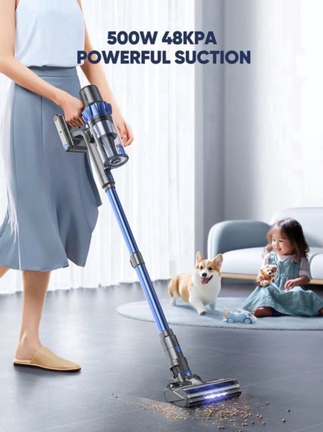 Steelstofzuiger - Vacuum Cleaner - Draadloze Stofzuiger- Kruimeldief Snoerloos - 500W - 48KPA Zuigkracht - Handstofzuiger - Tot 55 Min Oplaadtijd - Anti-Winding Borstel en 1.5L Groot Stofreservoir - voor Tapijt, Vloer & Auto — afbeelding 1