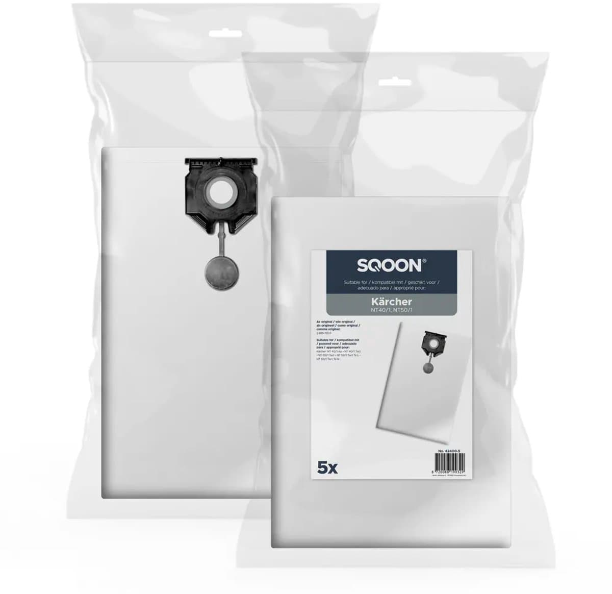 SQOON® Stofzuigerzakken Geschikt voor Kärcher NT 40/1 & NT 50/1 – Vervangt Model 2.889-155.0 – High Filtration voor Industrieel Gebruik - 5 Stuks — afbeelding 1