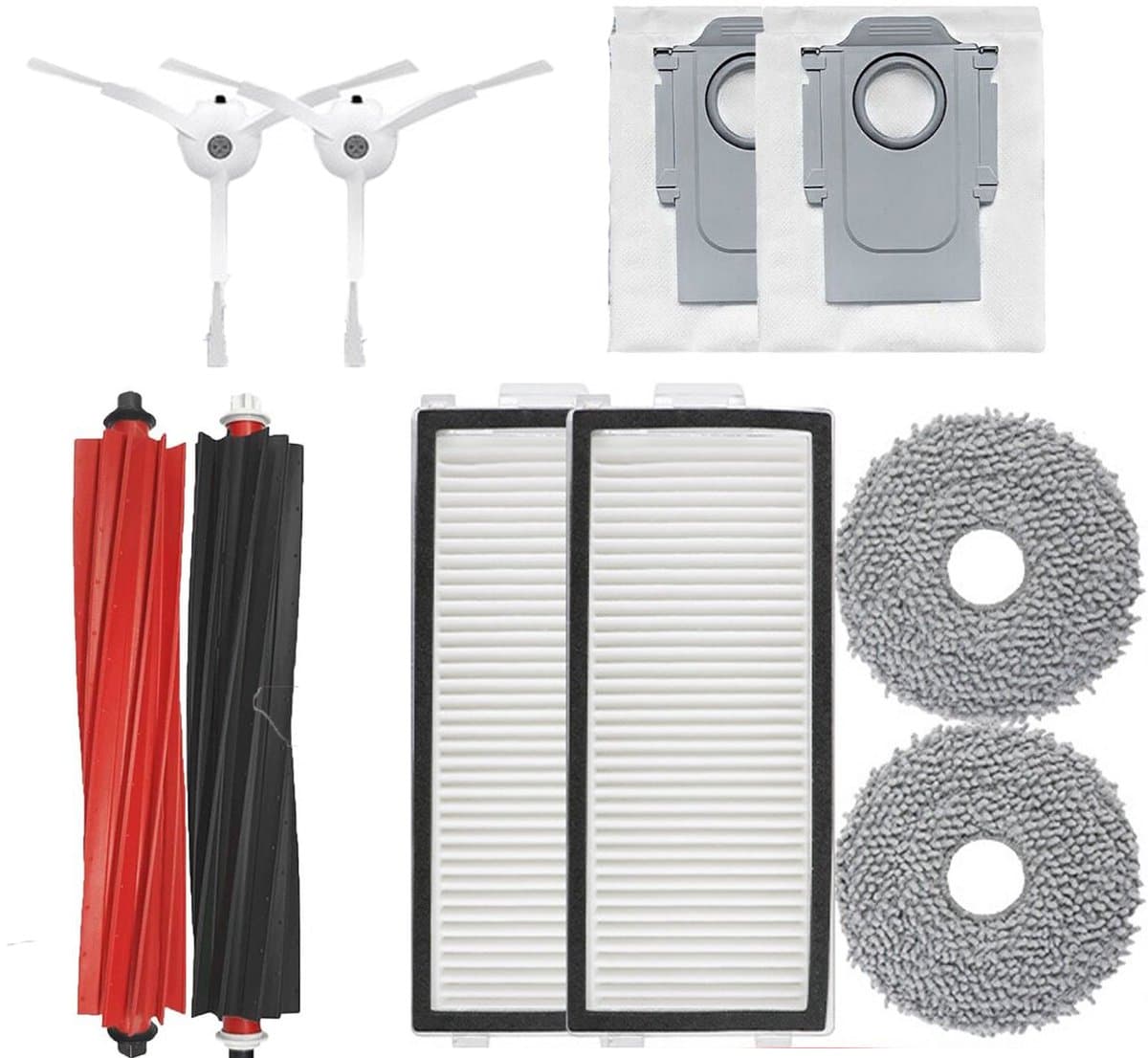 Stofzuigeronderhoudsset - Geschikt voor Roborock V20 Qrevo Master-Slim - Accessoires - veegrobot vervangingsonderdelen - Bevat 2 rolborstels, 2 filters, 2 stofzakken, 2 zijborstels en 2 doeken - 10 stuks — afbeelding 1