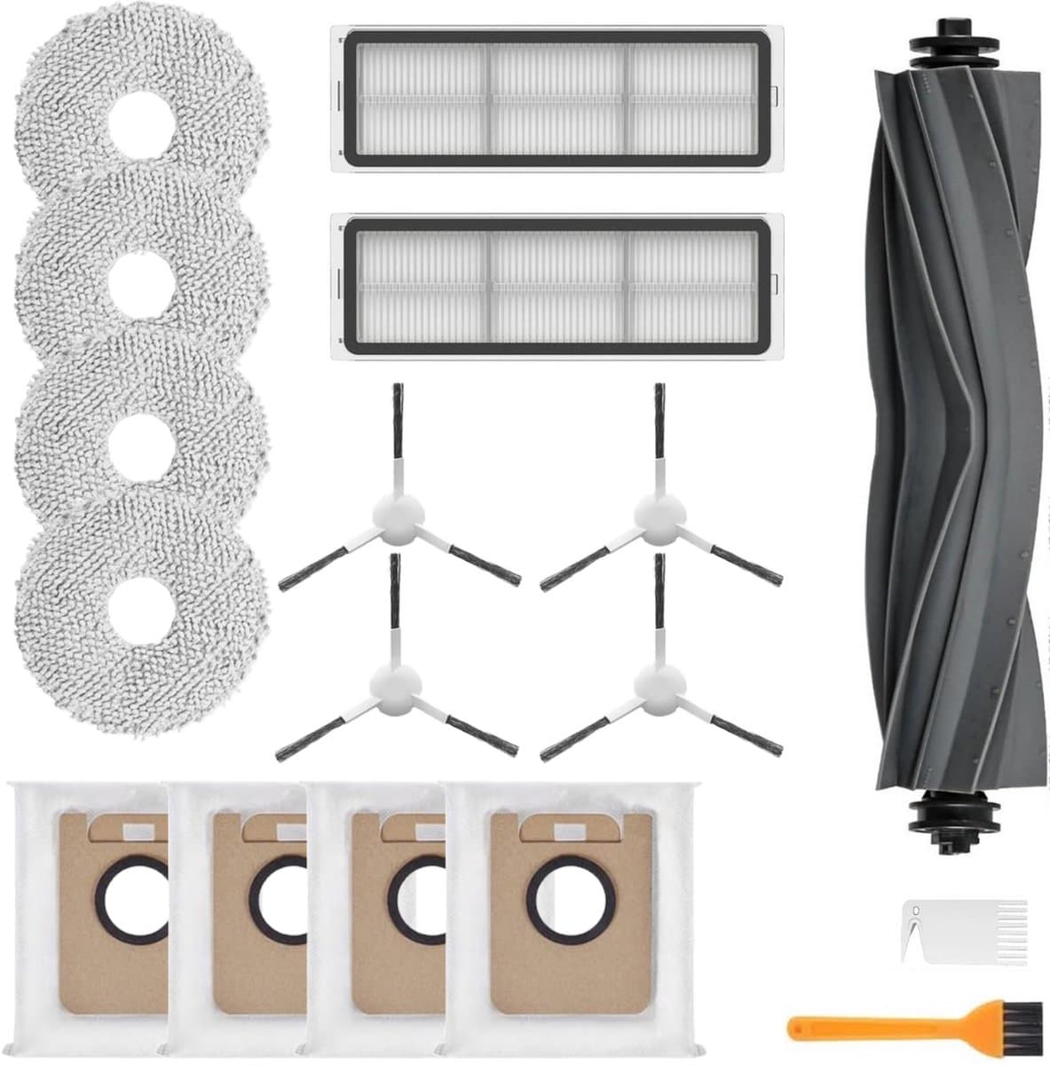 BukkitBow - Accessoireset Geschikt voor Dreame L10s Ultra, L10 Ultra, L10s Pro, L10s Pro Gen 2, L10 Prime, L10 Pro & Xiaomi X10+, X20+ - Met HEPA Filters, Roller, Zijborstels, Mopdoeken & Stofzakken - Vervangingsonderdelen - 17-Delige Set — afbeelding 1