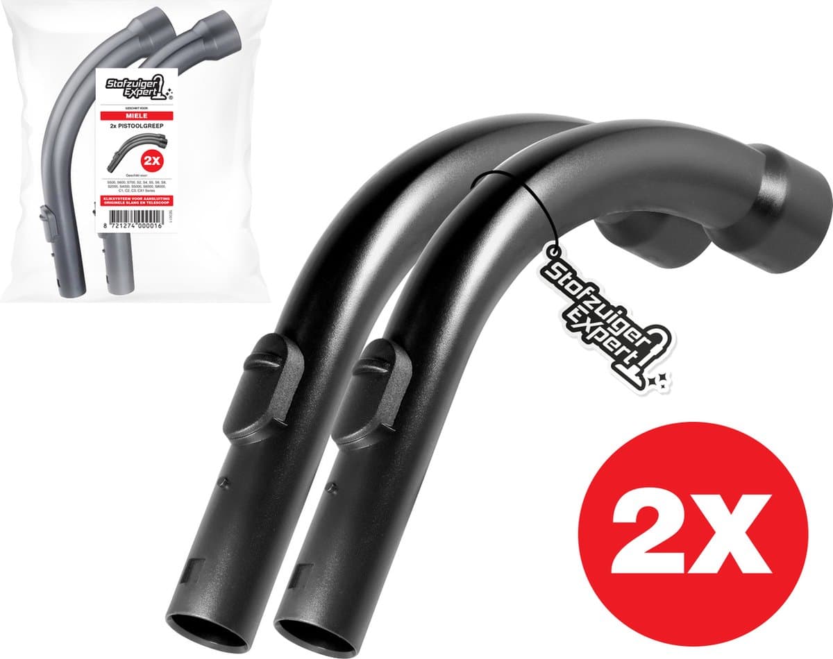 2x Vervangende Handgreep geschikt voor O.a. Miele C1, C2, S2000, S4000, S5000, S6000, S8000, S2, S4, S5, S6 en S8 series - Pistoolgreep van hoge kwaliteit - Simpel zelf uw greep vervangen van uw stofzuiger! — afbeelding 1