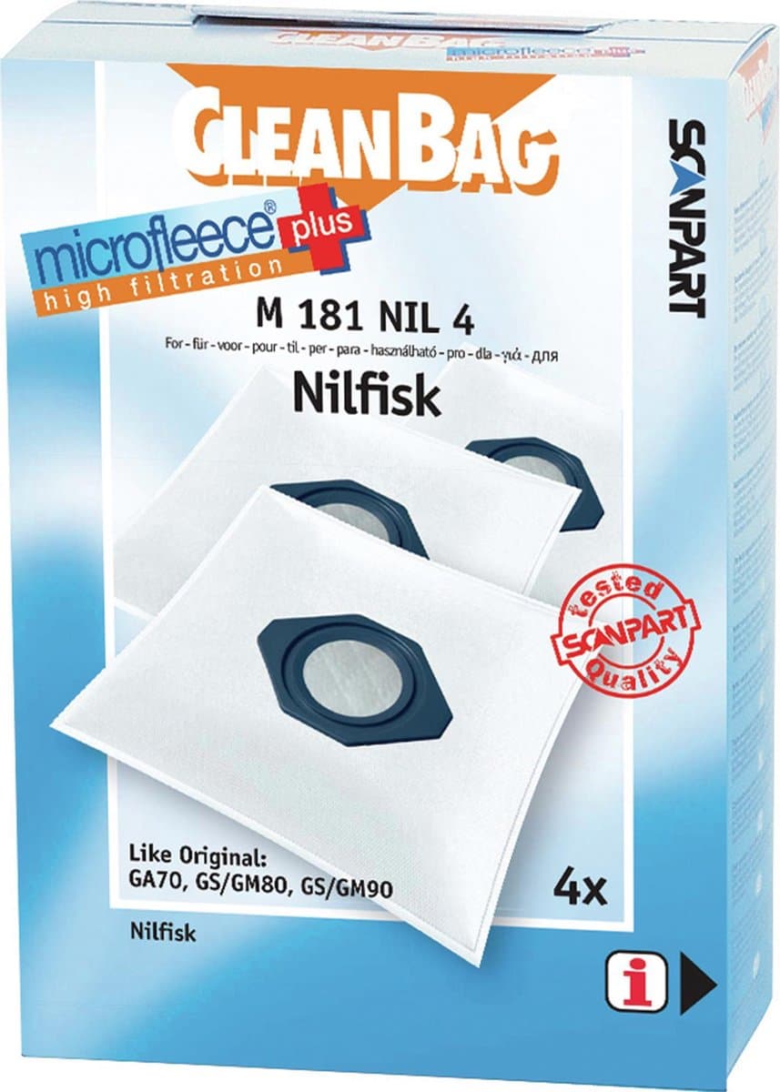 CleanBag stofzuigerzakken 4 stuks - Geschikt voor Nilfisk GA70 GM80 GM90 GS80 GS90 — afbeelding 1