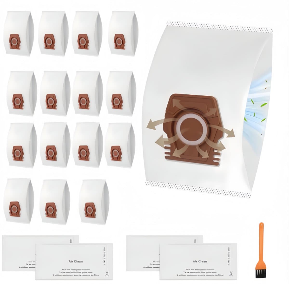 19 stuks - Erbij betrekken16 stofzakken - 2 sets filterkatoen en een borstel - voor Miele Hoover Pure CO-stofzuigerzakken voor Guard M1 S8380 Flex Parquet Silence Performance Cat & Dog-serie — afbeelding 1