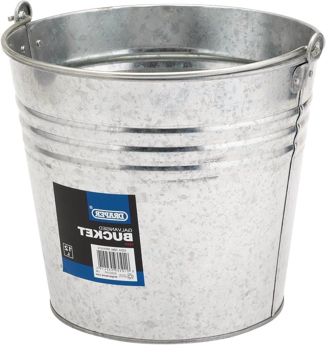 Verzinkte Stalen Emmer - Metalen Bucket - Gereedschap Opbergen - Stevige Constructie - 325 cm - Zilver — afbeelding 1