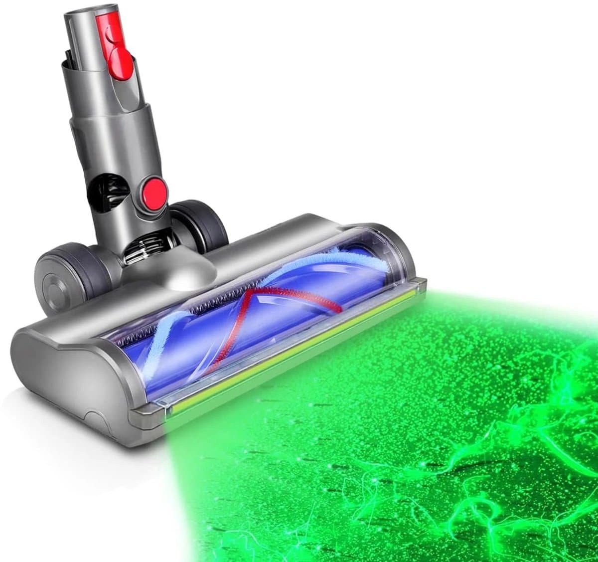 Cherrys Finds - Vloerborstelkop voor Dyson V7 V8 V10 V11 V15 G5 – Zachte Fluwelen Rolborstel met Groene LED-verlichting – Geschikt voor Harde Vloeren – Niet Compatibel met V6, DC, Ball en Slim-serie — afbeelding 1
