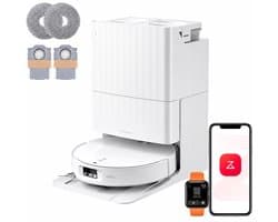 Roborock Qrevo Edge 2 Set-robotstofzuiger-25.000 Pa-7,98 cm ultraslank-12 mm dweilheffing-80°C warmwatermopwas& zelfreinigend station-FlexiArm-RetractSense navigatie-dubbel anti-klitssysteem-reactieve AI & Roborock app-bediening