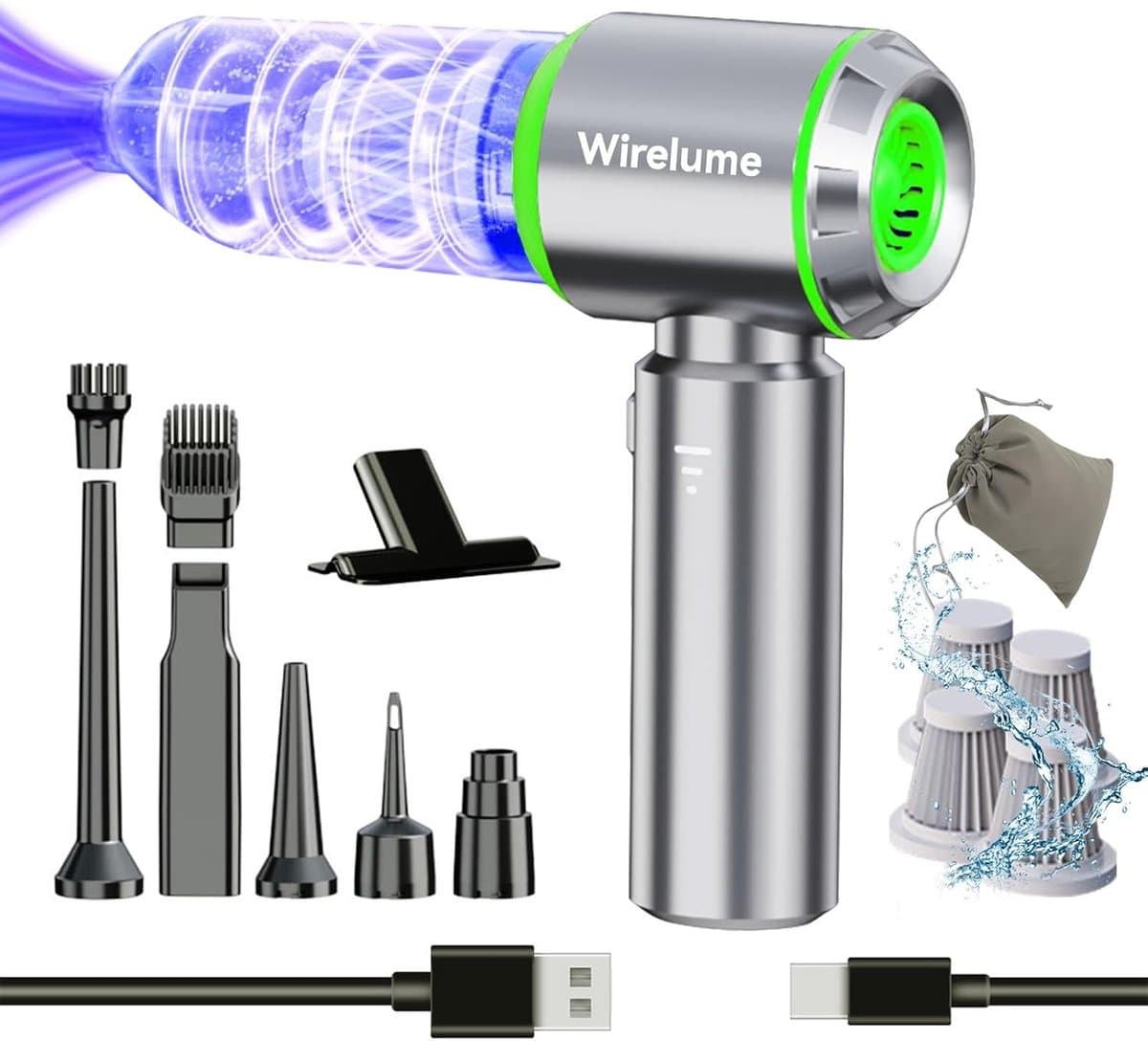 Draadloze Auto Stofzuiger - Zilver - Handheld Accu Stofzuiger met Krachtige Cyclonische Zuigkracht - Voor Auto's en Huizen — afbeelding 1