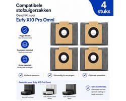 Stofzakken 4-pack – Compatibel met Eufy X10 Pro Omni – Vervangende stofzuigerzakken
