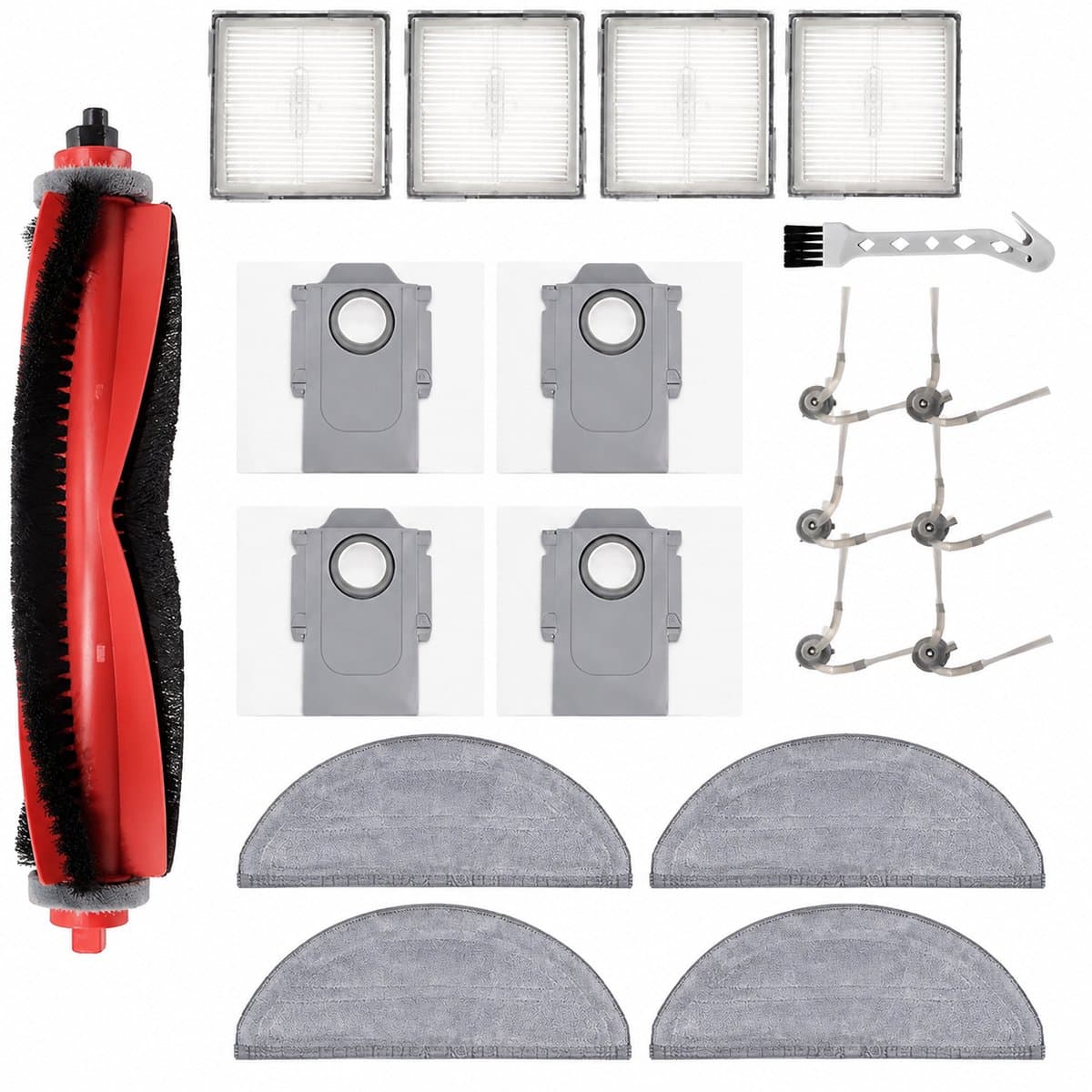 20-delige accessoireset geschikt voor Roborock Q10 S5 / Q10 S5+ / Q10 X5 robotstofzuiger, met hoofdborstel, stofzakken, dweilpads, HEPA-filters en zijborstels — afbeelding 1