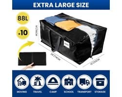 Extra Grote Verhuiszakken met Rits, Stevige Handgrepen, 88 Liter, 130 Pond Draagvermogen - Alternatief voor Dozen (4-Pack)