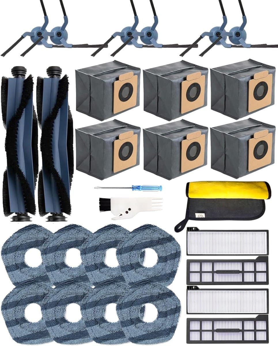 29-Pack Vervangende Accessoires voor Eufy X10 Pro Omni Robotstofzuiger,2 Hoofdborstel,6 Zijborstels,4 Hepa-filters,6 Stofzakken,8 Dweilpads etc. — afbeelding 1