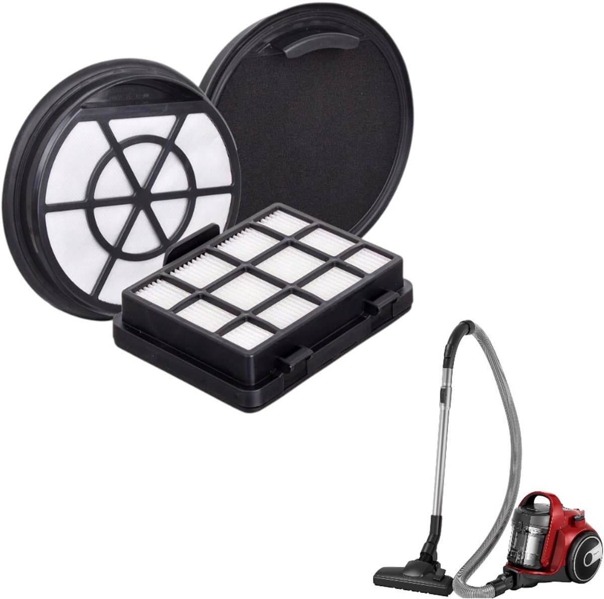 2 stuks - zwarte accessoires voor stofzuigers - Compatibel met Bosch Series 2 stofzuigers zonder stofzak: BGC05AAA1, BGC05AAA2, BGC05A220, BGC05A320, BGC05A322, BGS05AAA2 en BGS05X240. — afbeelding 1