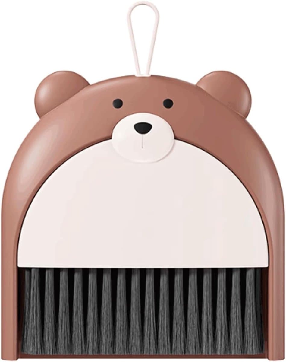 Mini Bezem Stoffer - Handveger Set - Bureau Reinigen - Compact Snap-On Ontwerp - 23.5 x 18 cm - Lichtgrijs — afbeelding 1