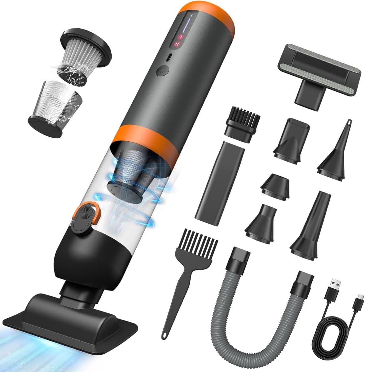 SnelShoppen - Autostaubsauger Akku 4-in-1 Handstaubsauger Kabellos 20000Pa Mini Staubsauger met 2 Saugmodi, Oplaadbaar en Draagbaar voor Auto, PC, Sof — afbeelding 1
