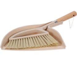 Bureaustoffer en Bezem - Handbezem Stofblik - Snel Opruimen - Compact Ontwerp - 44 cm - Beige