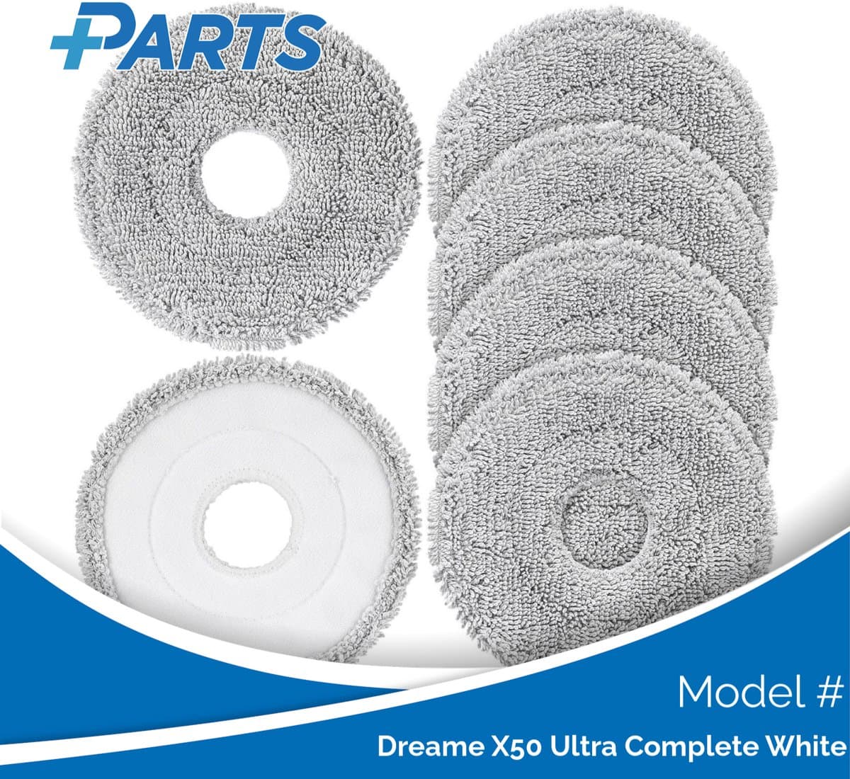 Dreame X50 Ultra Complete White Dweilpads (6 Stuks, Plus.Parts® alternatief voor RMP8) — afbeelding 1