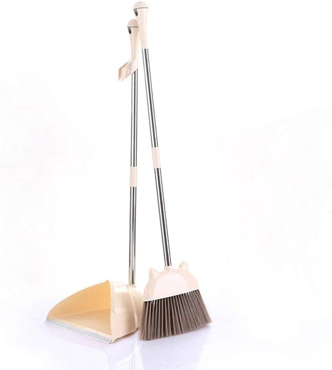 Stoffer en blik - Reinigingsset - Vloeren schoonmaken - Rechtopstaande opslag - L92cm B28cm - Wit — afbeelding 1
