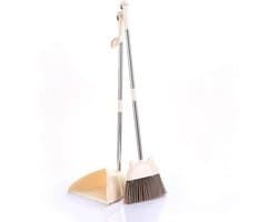 Stoffer en blik - Reinigingsset - Vloeren schoonmaken - Rechtopstaande opslag - L92cm B28cm - Wit