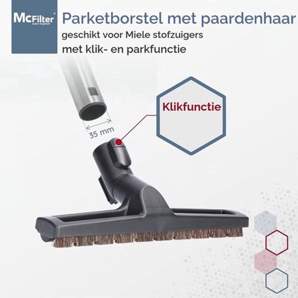 parketmondstuk, geschikt voor S8340, S8360 en S8730 stofzuigers, mondstuk voor harde vloeren met een aansluiting van 35 mm, paardenhaar en een vergrendelbare parkeerfunctie — afbeelding 1