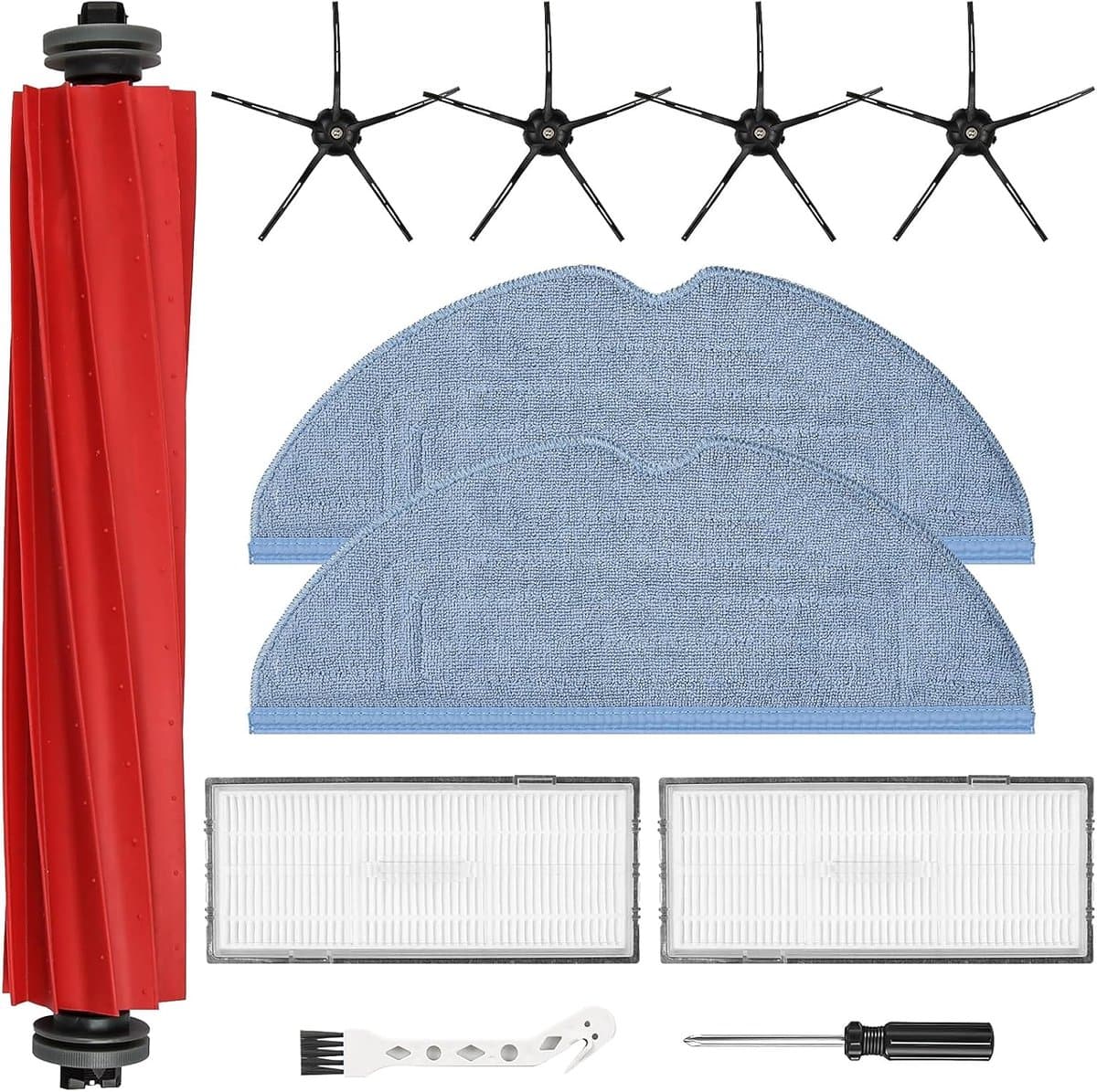 11 stuks accessoires gescht voor Roborock S7/S7 Plus/S7 MaxV/S7 MaxV Ultra/S7 Pro Ultra robotstofzuiger, 1 hoofdborstel, 2 dweilpads, 2 HEPA-filters, 4 zijborstels, 1 reinigingsborstel, 1 schroevendraaier — afbeelding 1