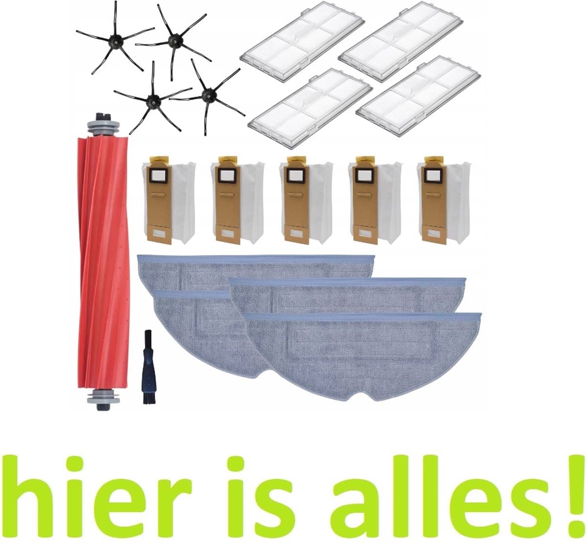 Set filters rollen borstels moppen zakken compatibel met Roborock S7 S7+ S7 Max S70 S75 T7S - hoogwaardige vervanging - Roborock S7 2021 - Roborock S7 - Roborock S7 Plus - Roborock S7 Max - Roborock S70 - Roborock S75 - hier is alles! — afbeelding 1