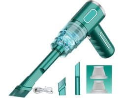 Draadloze Auto Stofzuiger - Kruimelzuiger Handheld - Auto Interieur Reinigen - Sterke Zuigkracht Nat Droog - 500 Gram Lichtgewicht - Groen