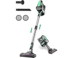 Zyrex® 6-in1 Steelstofzuiger Zonder Zak op Accu - Steelstofzuiger Draadloos Uitschuifbaar - Kruimeldief Snoerloos best Verkocht 25KPA – Zwart/Groen - 17cm x 8cm x 10cm