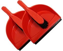 Stofblik en Borstel - Veegset - Snel Opruimen - Rubberen Lip Ontwerp - 2 Sets - Rood