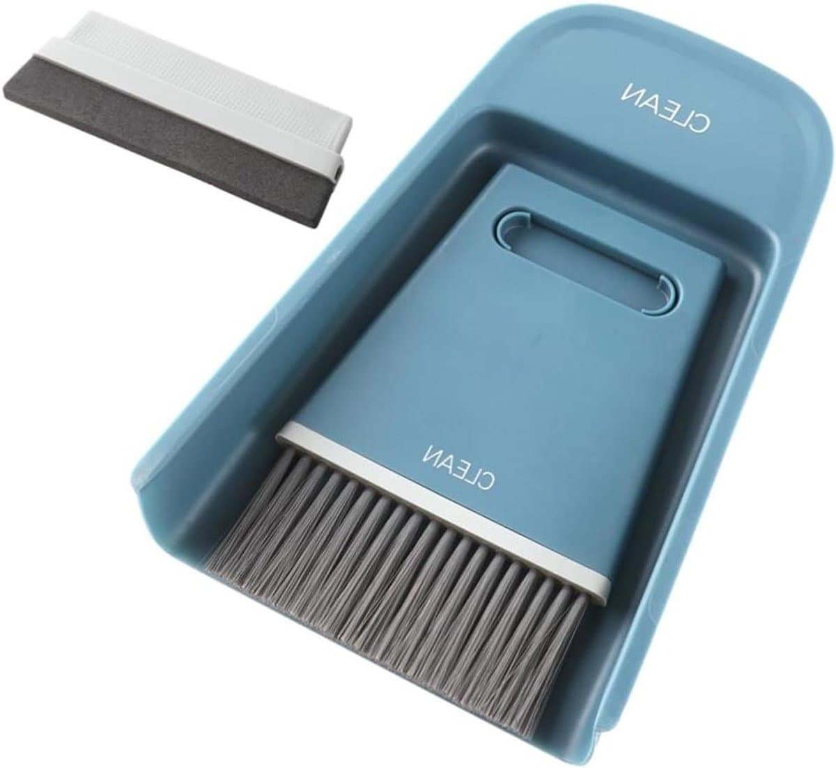 Mini Bezem Stoffer - Schoonmaakset Mini - Bureau Reinigen - Duurzaam Handig - 19.5x13.8cm - Marineblauw — afbeelding 1