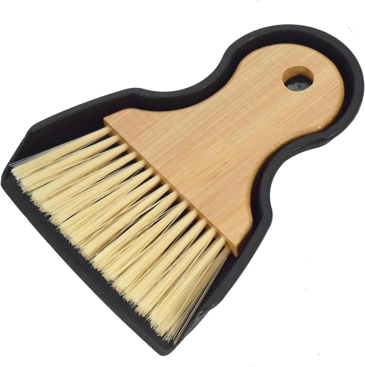 Mini Stoffer en Blik - Kleine Veegset - Kruimels Opruimen - Bamboe Handvat - 17.8 x 14 cm - Zwart — afbeelding 1