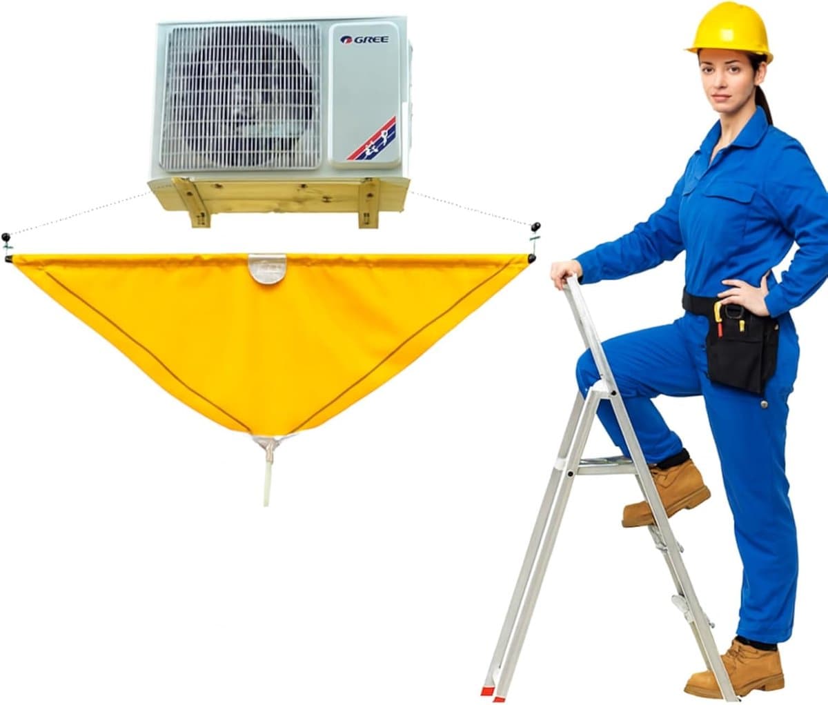 Afdekking Airco Reiniging - Onderhoudstas Split Unit - Airco Schoonmaken - Waterdicht Materiaal - Universeel - Blauw — afbeelding 1