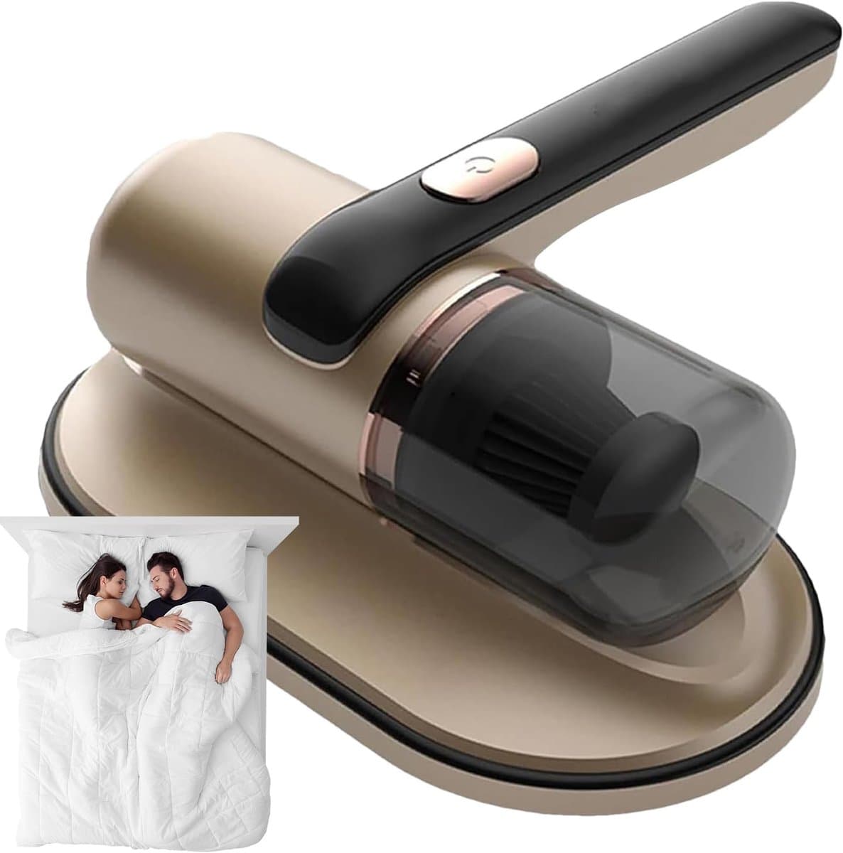 Draagbare Stofzuiger - Handstofzuiger Bed - Hygiënisch Huis - Krachtige Zuigkracht - 100 mbar - Goud — afbeelding 1