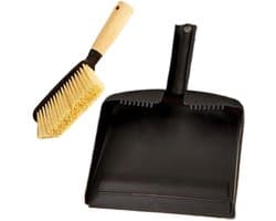 Kleine Bezem en Stofblik - Mini Veegset - Bureau Schoonmaken - Ergonomisch Houten Handvat