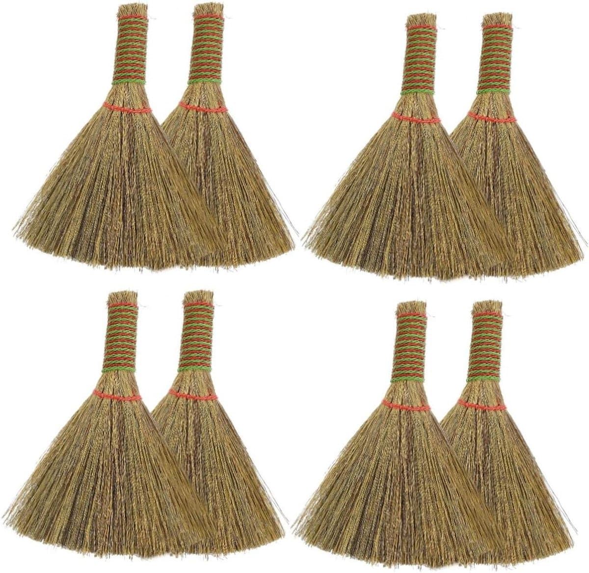 Keukenreiniging Bezem - Handveger Stoffer - Kleine Tafels Schoonmaken - Natuurlijk Miscanthus Materiaal - 8 Stuks - Zoals Afgebeeld — afbeelding 1