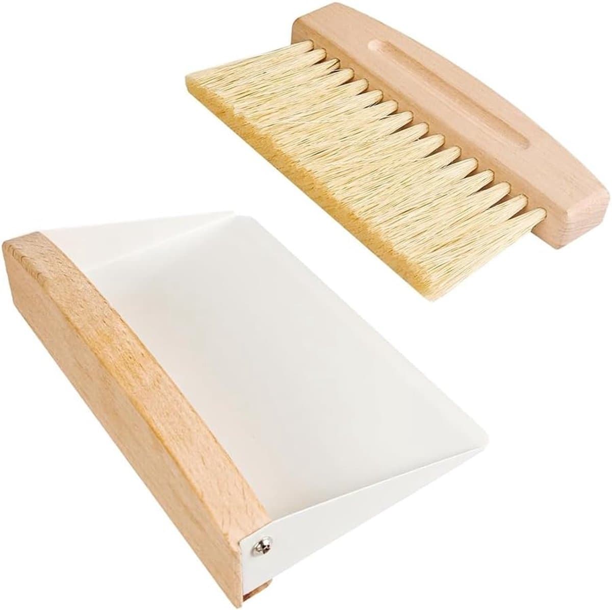 Stoffer en blik - Mini bezem - Kleine ruimtes schoon - Magnetisch ontwerp - 15 x 10 cm - Wit — afbeelding 1