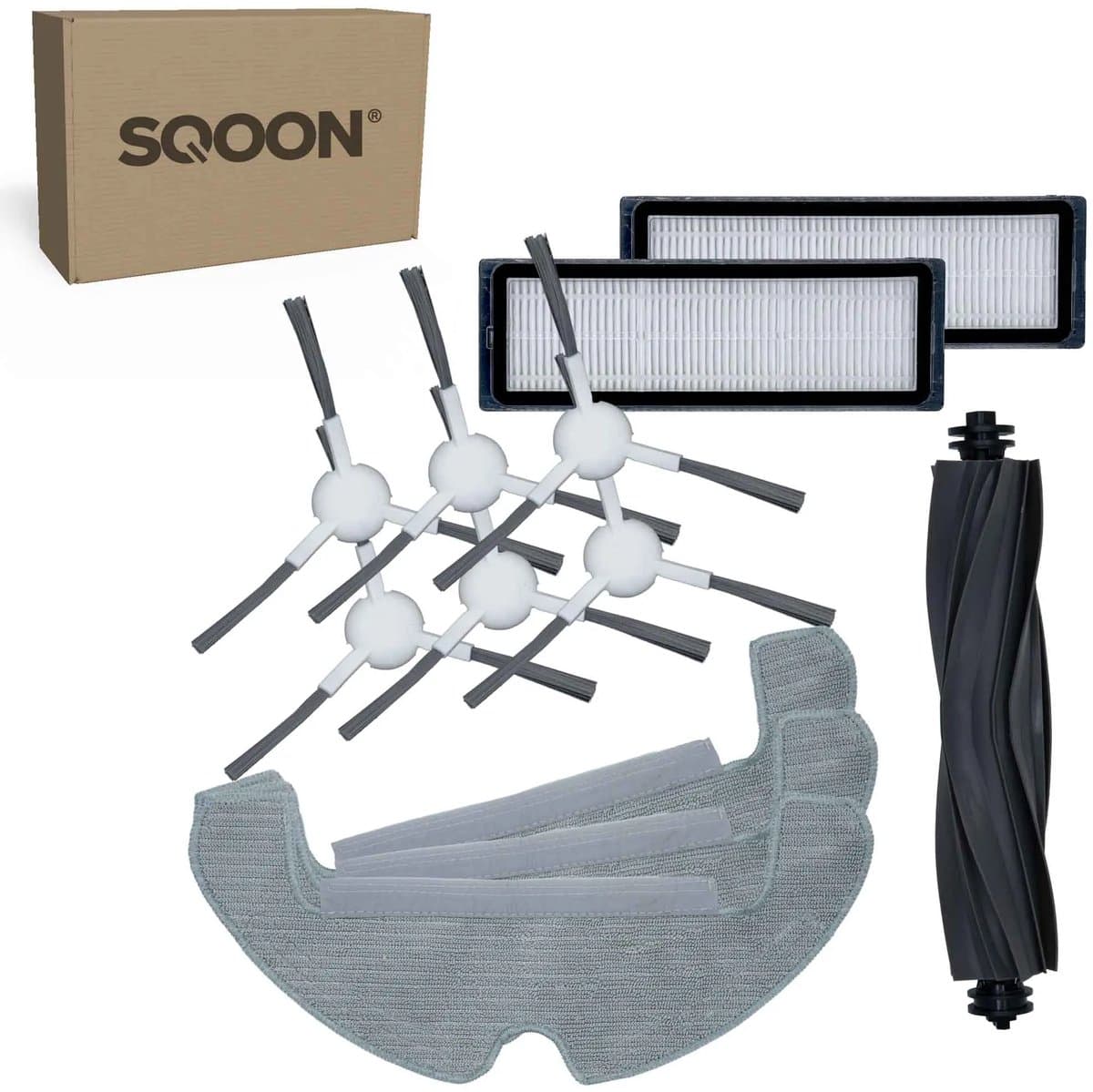 SQOON® vervangingsset geschikt voor Dreame D10 Plus Gen2 - 12-delige onderhoudskit voor robotstofzuigeronderhoud — afbeelding 1