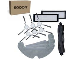 SQOON® vervangingsset geschikt voor Dreame D10 Plus Gen2 - 12-delige onderhoudskit voor robotstofzuigeronderhoud