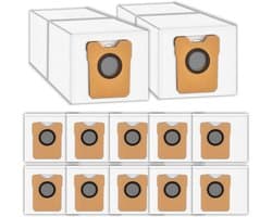 12-delige Stofzuigerzakken Set - Geschikt voor Eufy Omni C20 & C10 - 4-Laagse Filtratie - 99.7% Fijnstof Opvang - Hygiënische Stofzakken voor Robotstofzuiger - Automatische Vuilverwijdering Accessoires