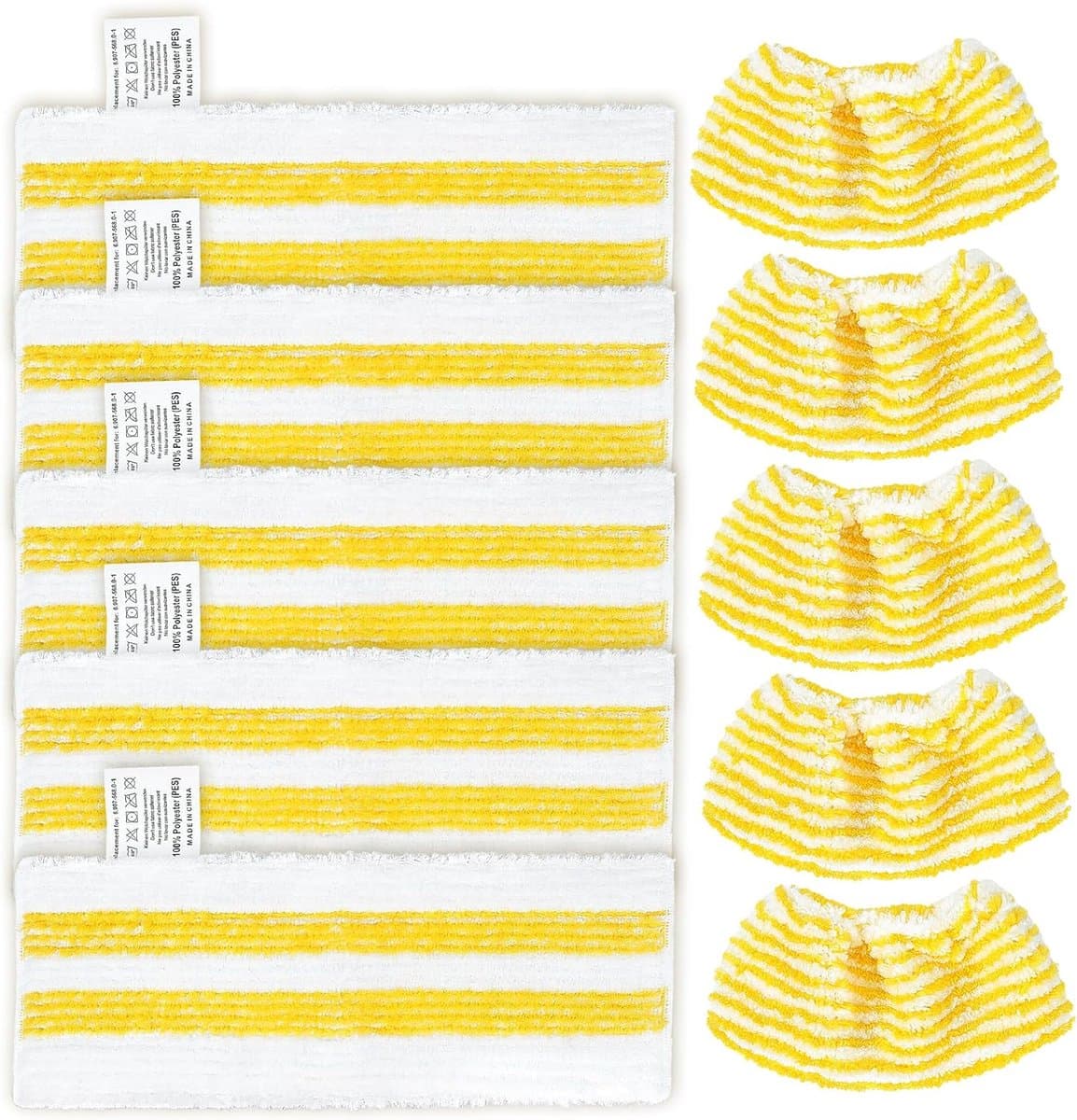 Geschikt voor 5-pack stoomreinigerpads met 5 handsproeierpads, compatibel met Karcher EasyFix SC2, SC3, SC4, SC5 stoomreiniger, veelzijdige reinigingsoplossingen, wasbaar en herbruikbaar, geel en wit-Belle's product — afbeelding 1