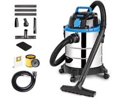Nexvo®Bouwstofzuiger Zonder Zak - Alleszuiger Met Accessoires - Stofzuiger - Zilver/Blauw - 35cm x 35cm x 51cm