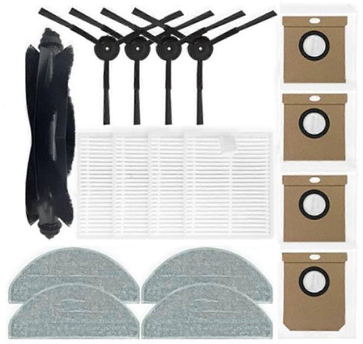 Accessoireset geschikt voor Eufy L60, L60 SES, L50 & L50 SES - 17-Delig - Inclusief HEPA Filters, Rolborstel, Zijborstels, Mopdoeken & Stofzakken - Vervangingsonderdelen Kit — afbeelding 1