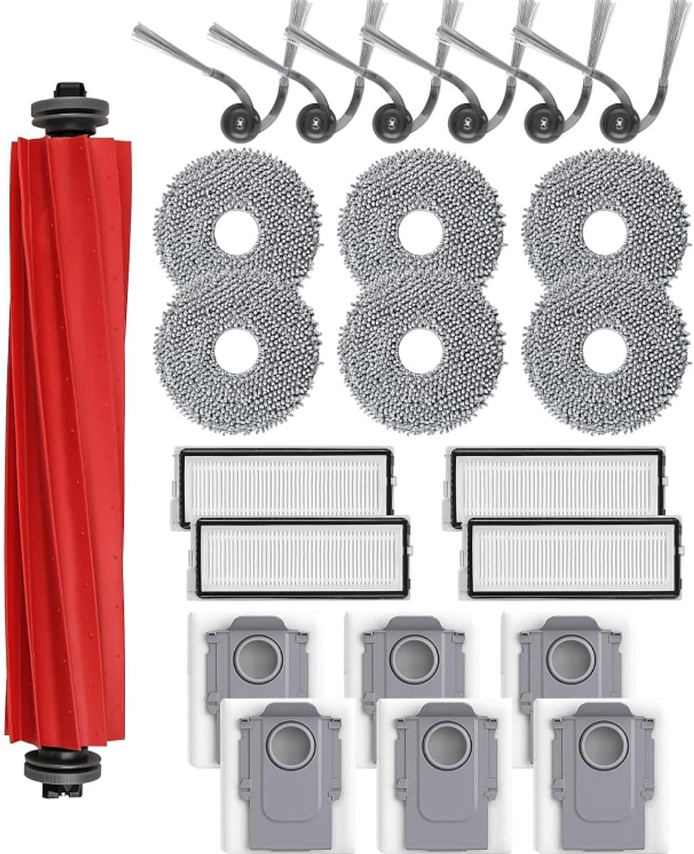 23 Stuks vervangende accessoires geschikt voor Roborock QV 35A/QV 35S robotstofzuiger - 1 hoofdborstels, 6 zijborstels, 4 HEPA-filters, 6 dweilpads, 6 stofzakken — afbeelding 1