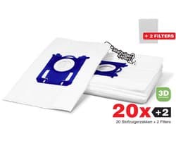 20x S-Bag 3D Stofzuigerzakken geschikt voor Philips, AEG, Electrolux - 20 stofzakken + 2 Filters - A-Kwaliteit Alternatief Microvezel Zakken