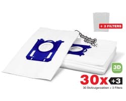 30x S-Bag 3D Stofzuigerzakken geschikt voor Philips, AEG, Electrolux - 30 stofzakken + 3 Filters - A-Kwaliteit Alternatief Microvezel Zakken